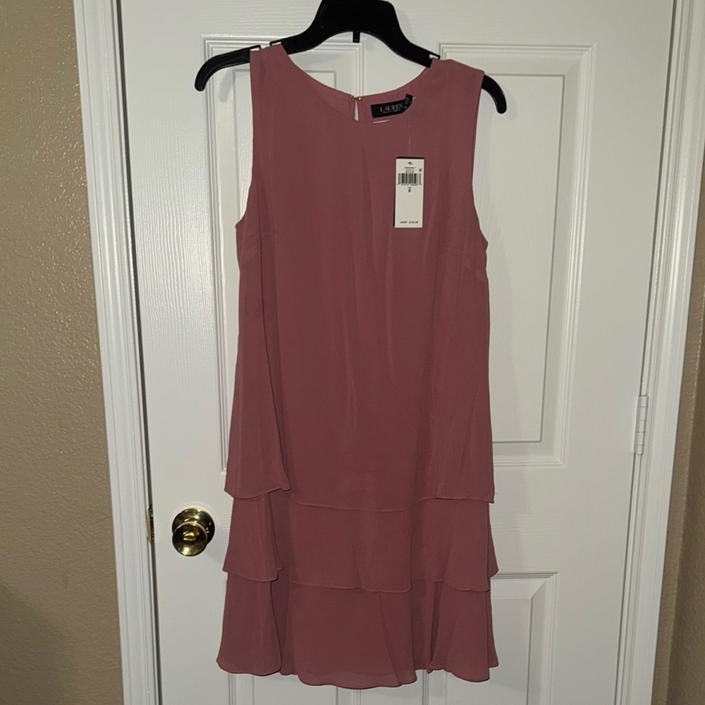 Ralph Lauren Layered Pink Sleeveless Dress size 8